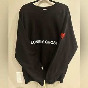 NWOT Lonely Ghost Black Sweatshirt with Heart Accent size XL